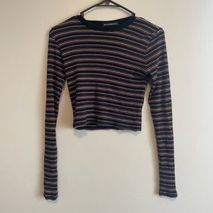 brandy melville cropped striped long sleeve